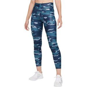 NIKE Dri-FIT One Women's Mid-Rise Camo Leggings Thunder Blue SIZE XS